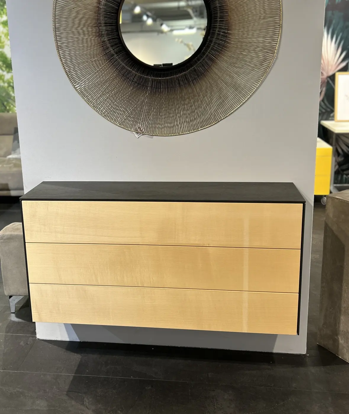 Sideboard 19364 MDF Linoleum graphit matt, Ahorn furniert ca. 120x60x30cm