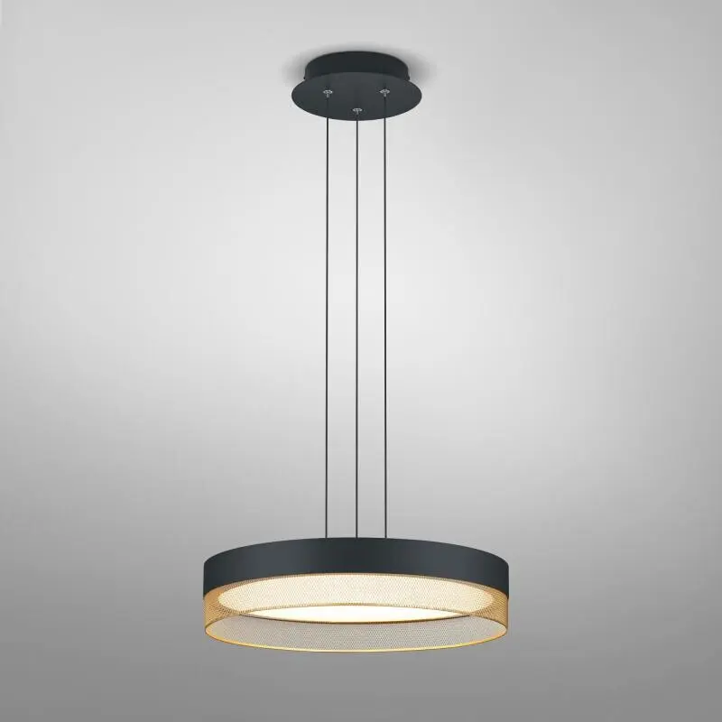 LED-Pendelleuchte 20206.. Schwarz, Gold Metall ca. 45cm
