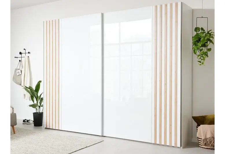 Schwebetürenschrank 1208 von Interliving Dekor weiss, Alpinweissglas ca. 270x222x68cm