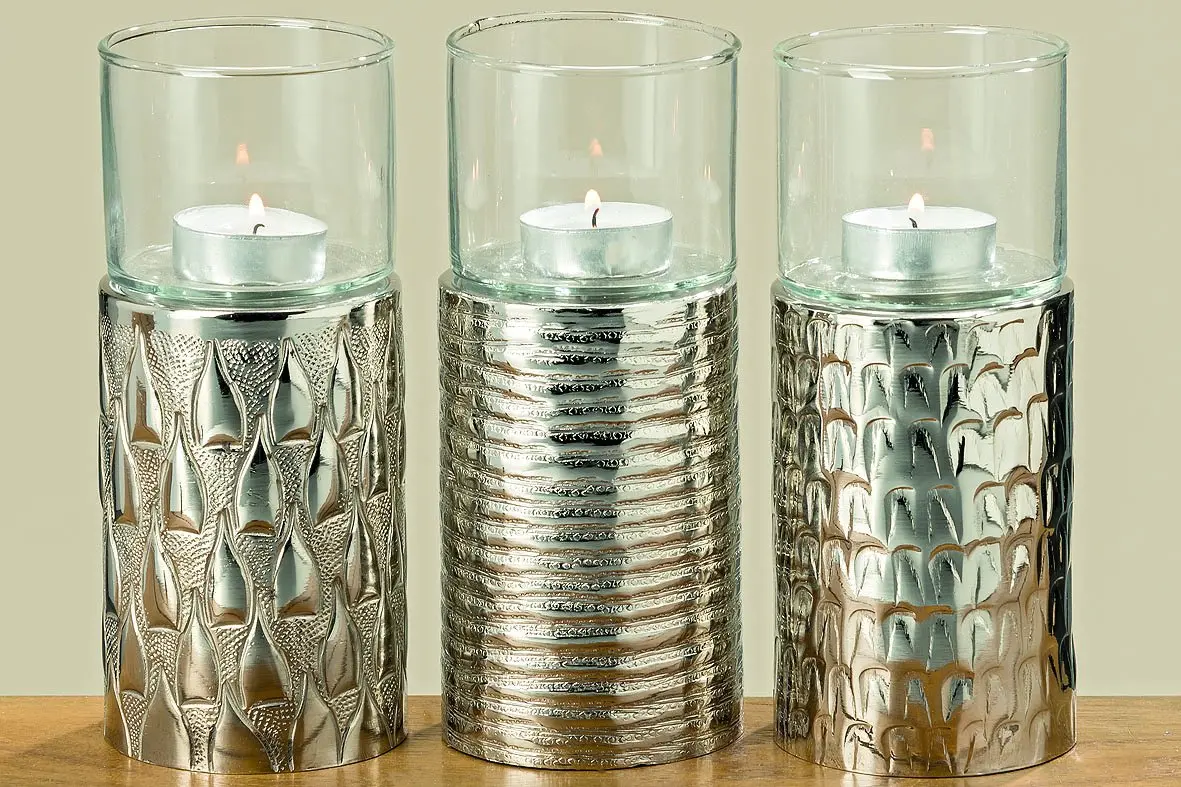 Windlicht 19cm Detroit silber sortiert