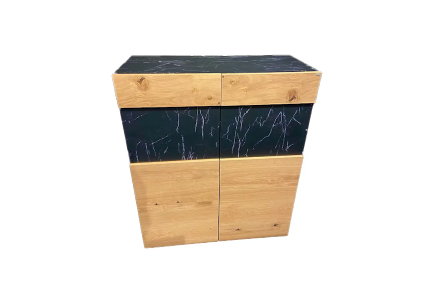 Highboard Vtektura living von Voglauer Korpus: Wildeiche rustiko Frontglas/Abdeckplatte: Firneis dark ca. 96x116,6x42,6cm