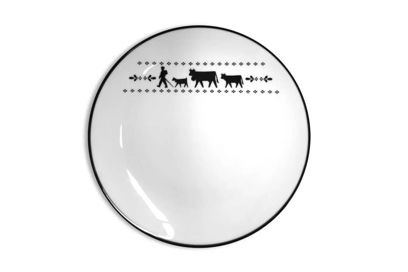 Teller rund 21cm Alpaufzug weiss weiss Porzellan ca. 21cm