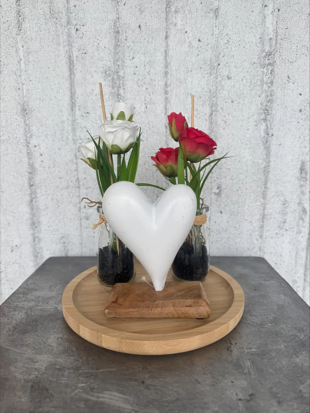 Herz-Set weiss/rot 4-Tlg 21948.0/21928.0/21928../23121.2 Weiss, Rot, Natur, Grün