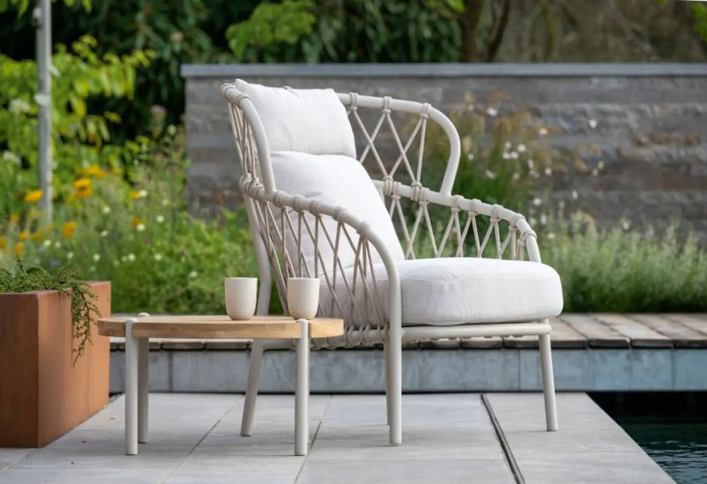 Pfauensessel 23259 Vanilla Polyacryl Kordel greige ca. 93x98x99cm