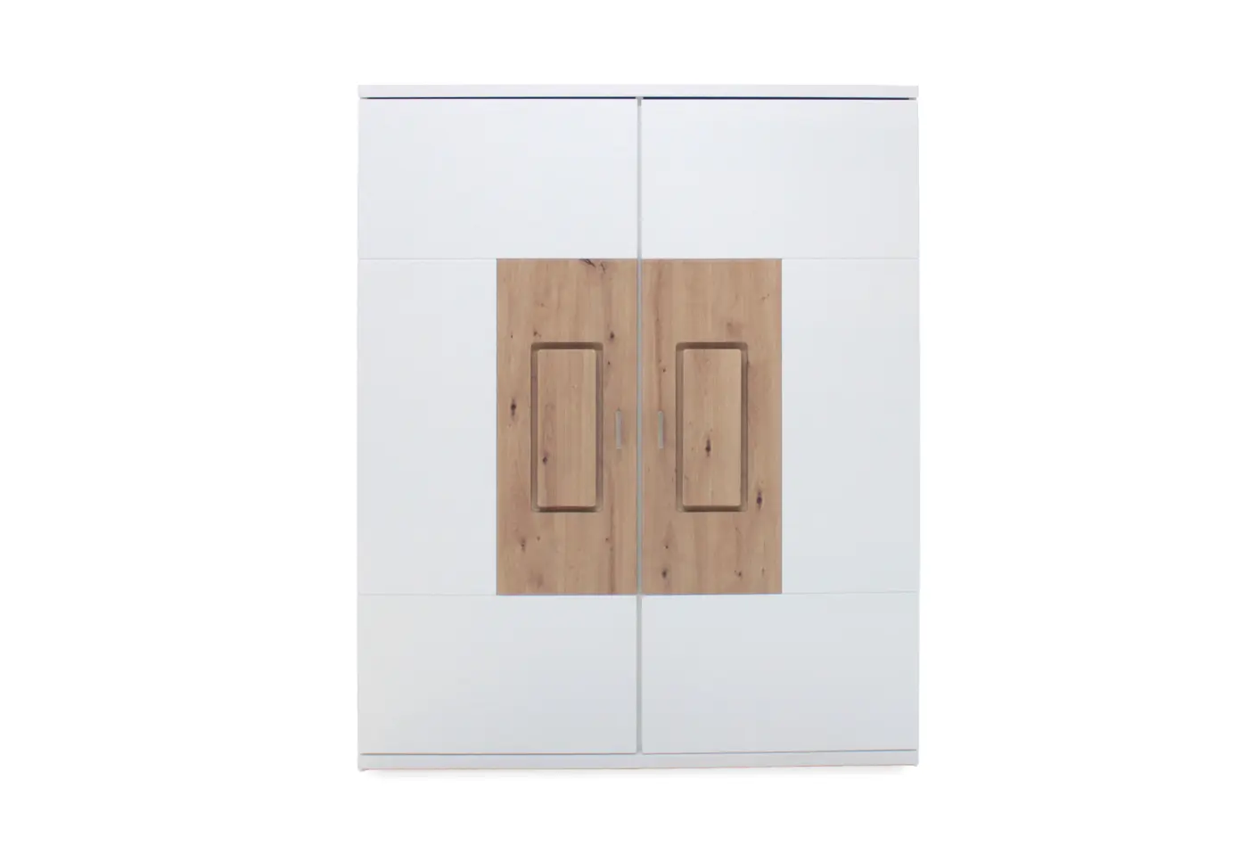 Highboard Fanas Melamin weiss, Folie weiss matt, Artisan Eiche Folie ca. 120x142x37cm