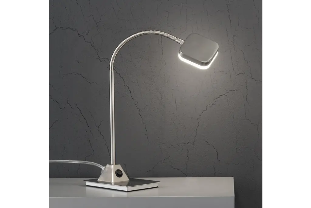 LED-Tischleuchte 12320163.. Nickel matt Messing matt, Acryl opal ca. 9x48cm