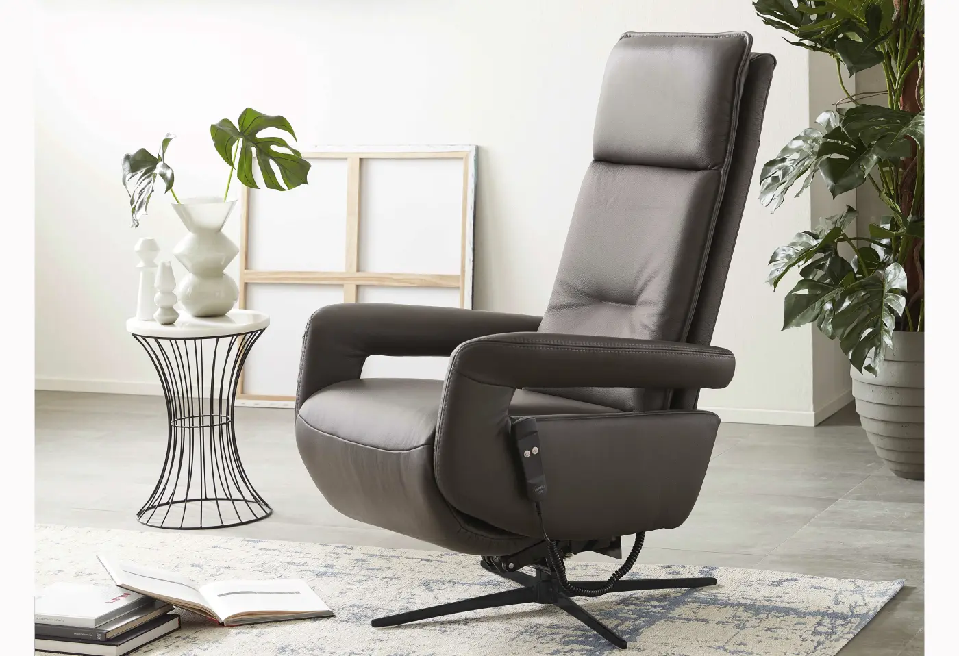 TV-Sessel Dorf touch steel Leder Longlife ca. 71x105x85cm