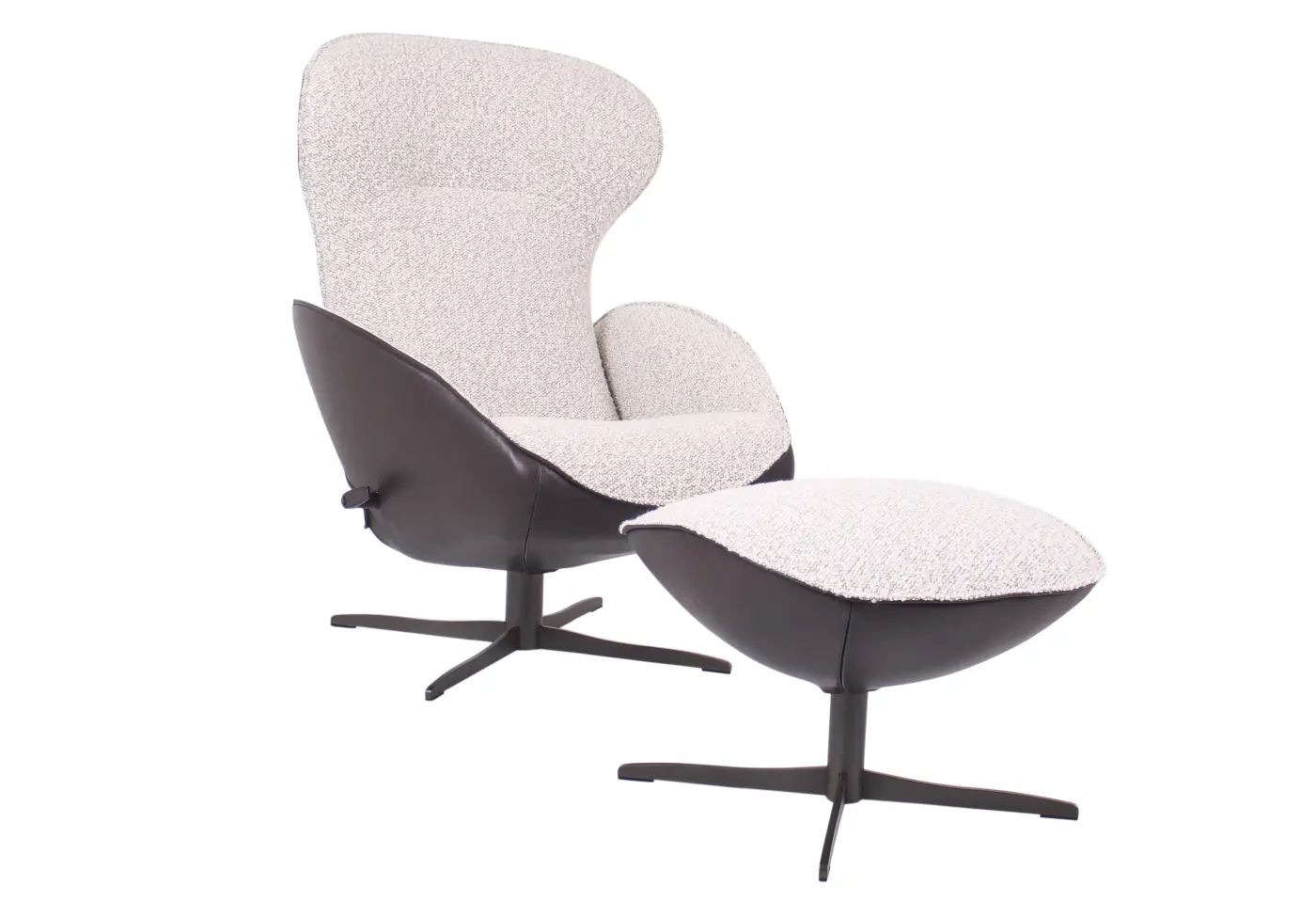 Hocker Daydreamer Lounge braun/beige von Jori Leder/Stoff ca. 61x42x57cm