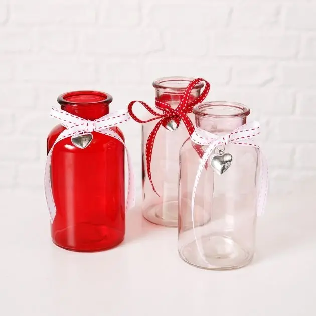 Vase 16cm Rosia sort. Rosa sortiert Glas ca. 16cm