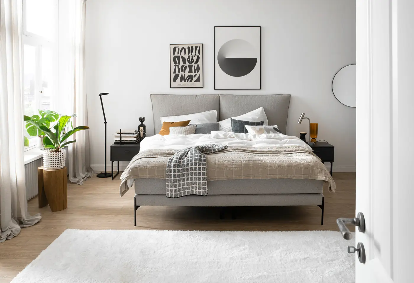 Boxspringbett Vita von Schöner Wohnen Stoff grau ca. 180x200cm