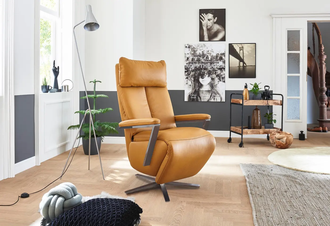 Drehsessel Reclere Leder Evita dijon ca. 68x84cm