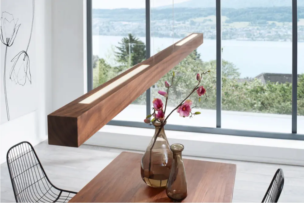 LED-Pendelleuchte Stückholz Titlis 2 Nussbaum massiv geölt inkl. Liftfunktion: von Stückholz ca. 100x4x4cm