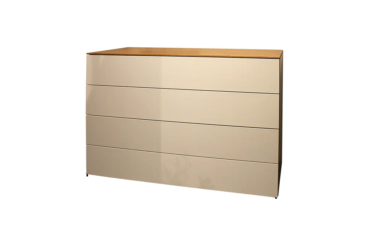 Kommode Mia 9610 von MAB Reinweiss decklackiert, Wildeiche natur lack furniert ca. 100x74,1x42,4cm