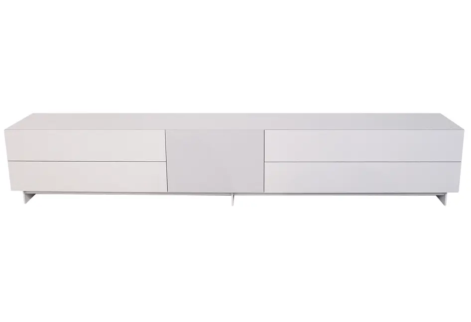 Lowboard Pure von Vifian Lack matt kopenhagengrau, Akustikstoff Gaja Classic grau ca. 280x50x50cm