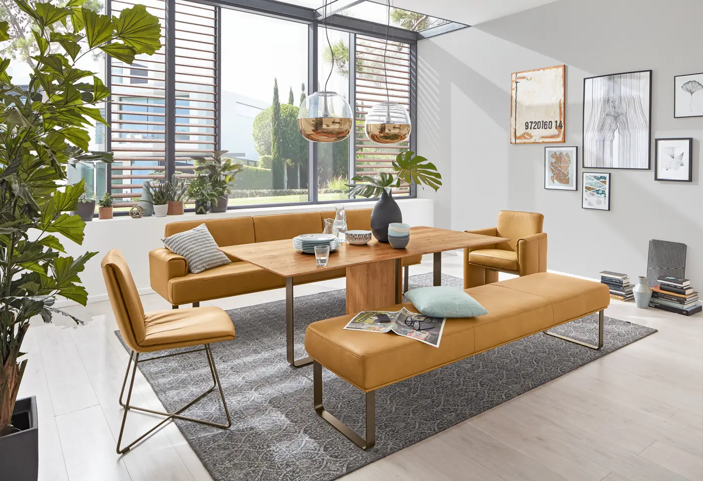 Bank mit Rücken MR 2050 Kurkuma von Musterring Leder ca. 251x84x67cm