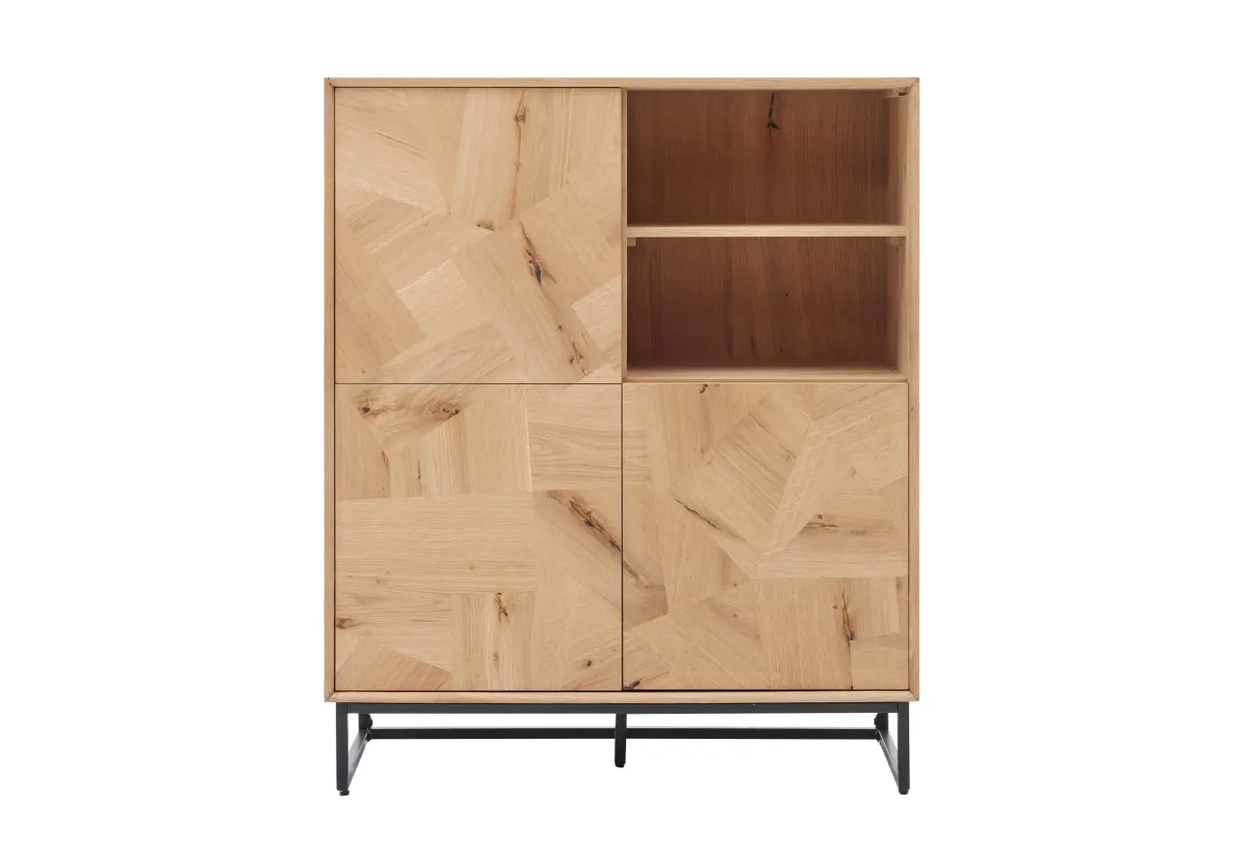 Highboard Roomio No. 2002 von Roomio Eiche Echtholzfurnier natur, Patchwork-Design ca. 100x120x42cm