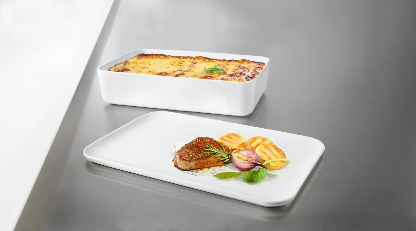 Auflaufform 36x24cm m. Deckel No Limits uni 3 weiss Porzellan