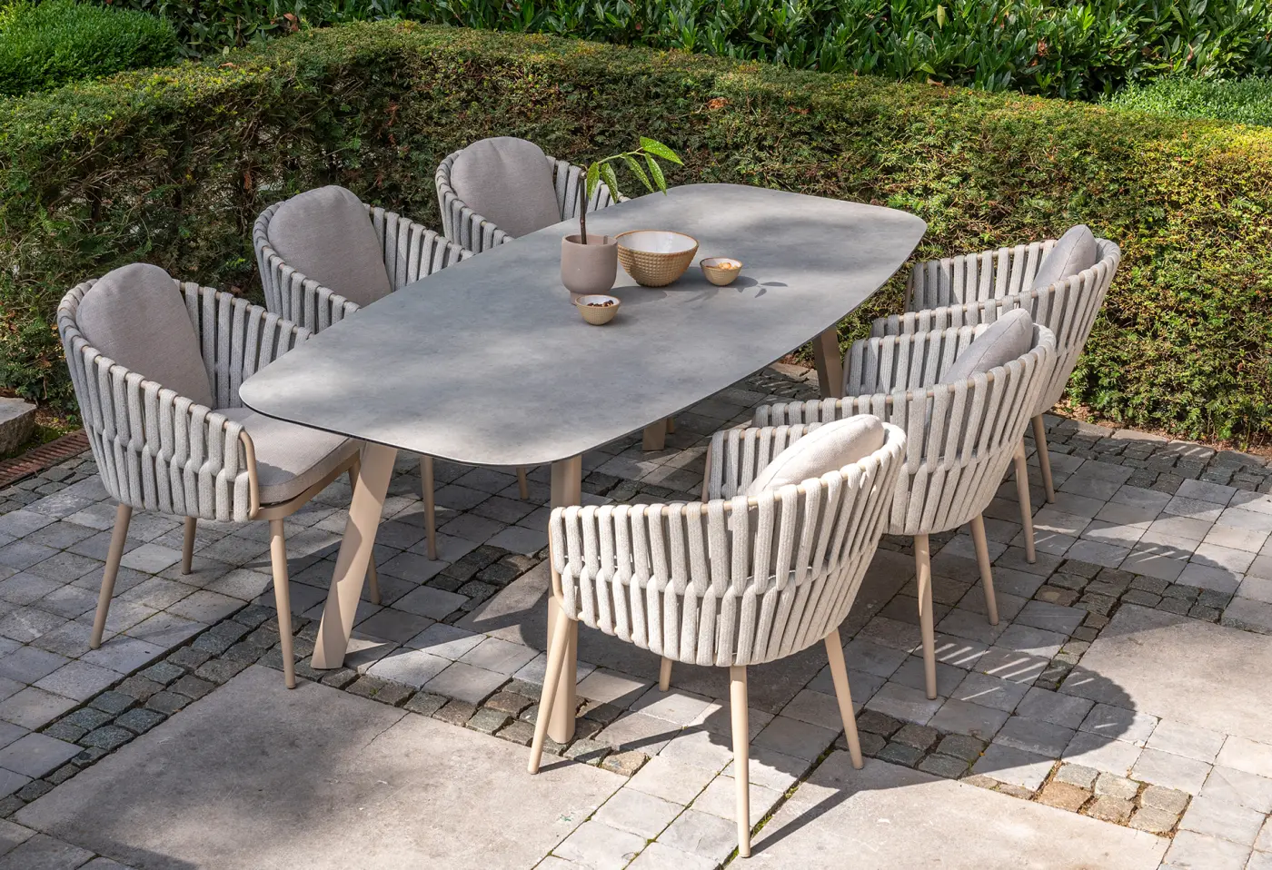 Tischgarnitur 22044 / 22045 Rope Keramik ca. 240x103x75cm