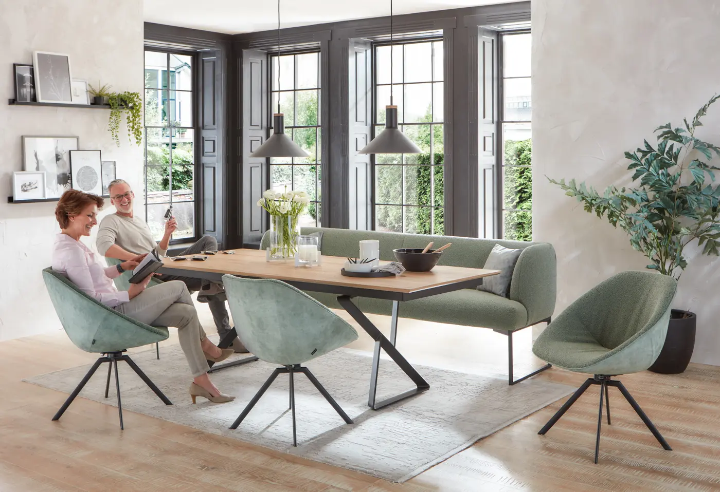 Solitärbank 20934.. Metall Stoff "khaki" ca. 240x84x64cm