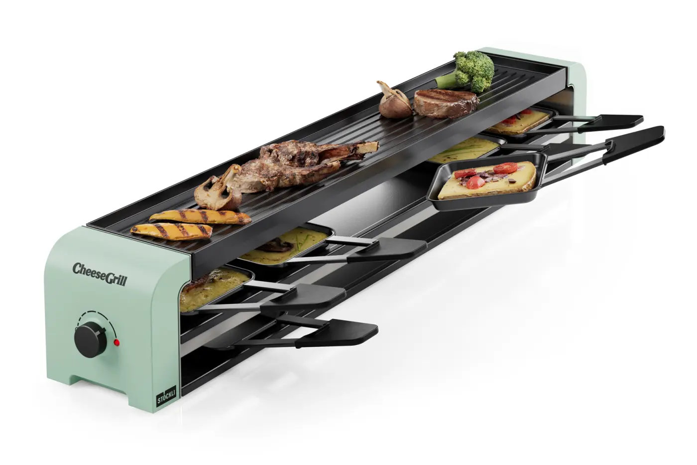 Cheese Grill 6er, mint green Mint Grillplatte : Aluguss antihaft-versiegelt ca. 74,6x11,6x11,8cm