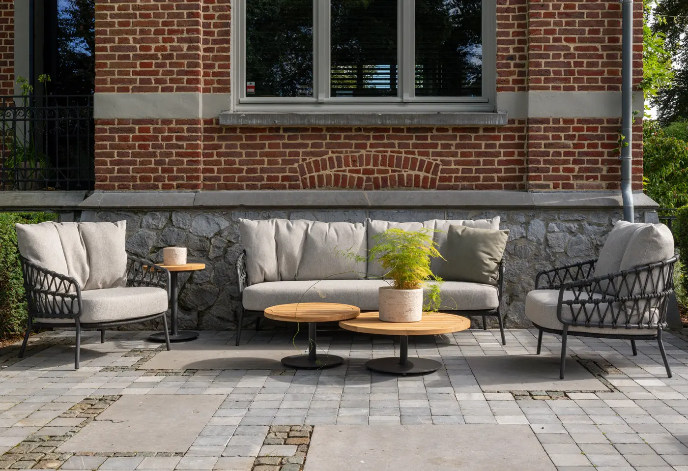 Sofa 22035.1 Anthrazit Outdoorstoff Rope ca. 197x100x85cm