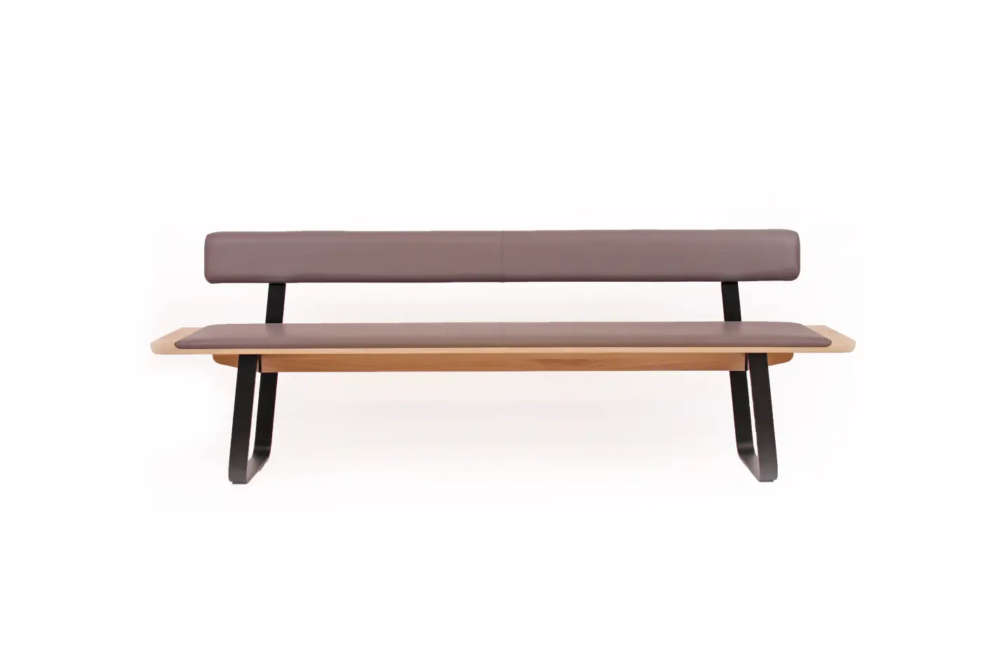 Bank Nox von Team 7 Leder Origon mittelgrau Wildeiche, weiss geölt ca. 225cm