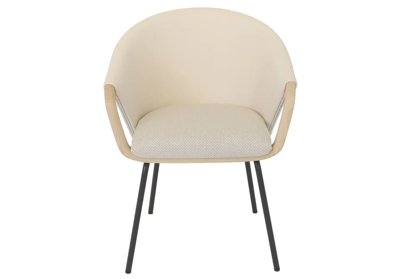 Schalenstuhl 22020.1 Rücken innen / Sitz und Rücken aussen: Leder Colorado "elfenbein" / Q2 Individuals "33" ca. 62x81x81cm