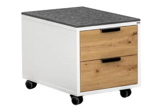 Rollkorpus Pura von Zemp Korpus / Front: Kunstharzbeschichtung "weiss" / Dekor " Eiche rustikal" ca. 42x45x60cm