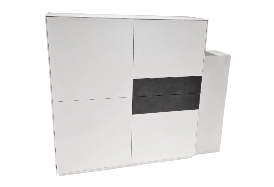 Sideboard Combina von Seetal Korpus / Schubladen: Lack weiss / Keramik "grigio" ca. 130x133x46cm