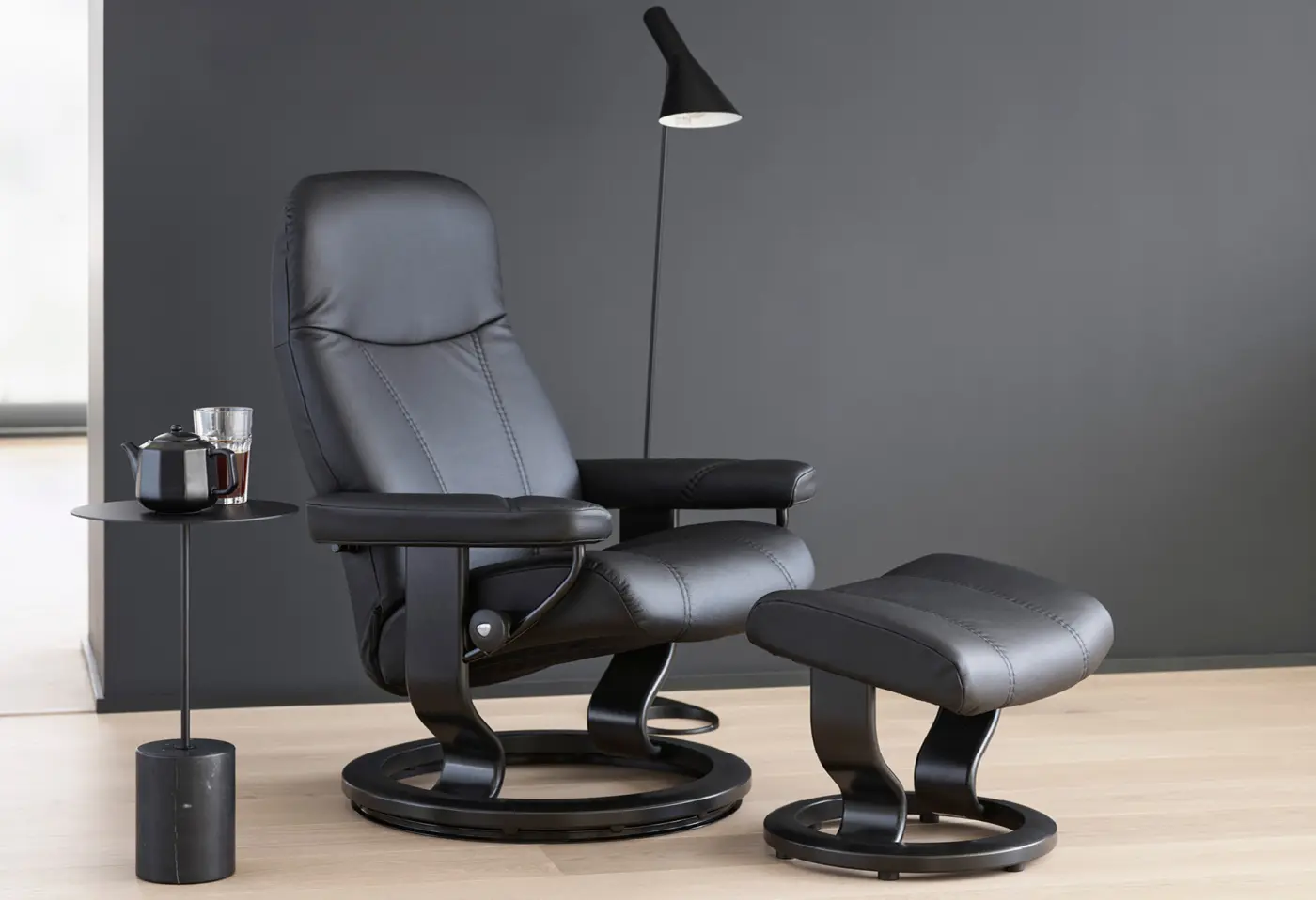 Ruhesessel Consul Leder Paloma Black von Stressless