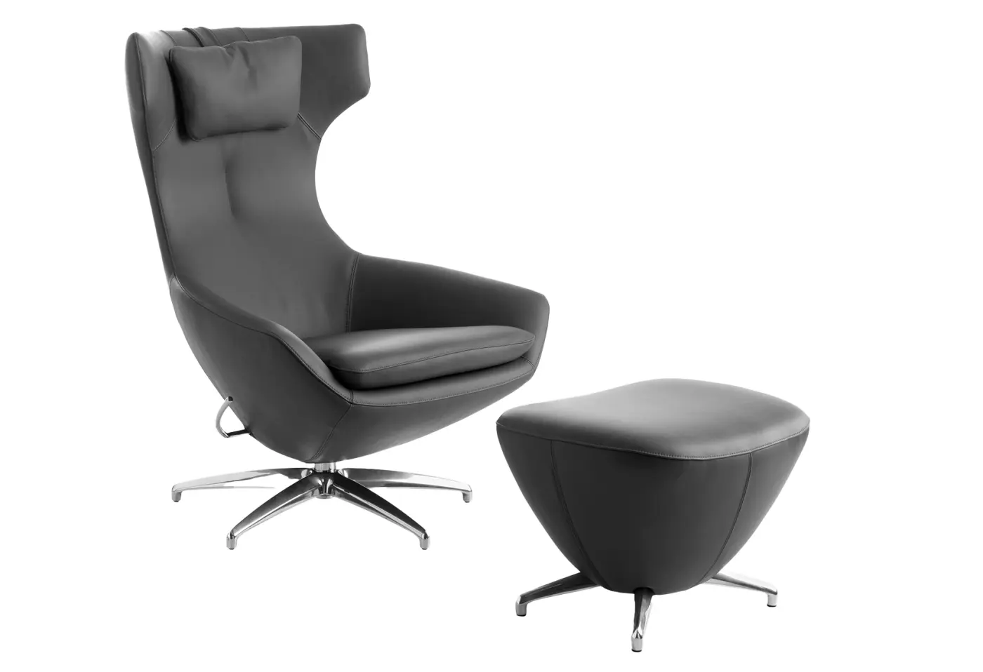 Sessel Caruzzo von Leolux Leder Raffino Dragonfly / Garnfarbe: Nut ca. 78x107x90cm