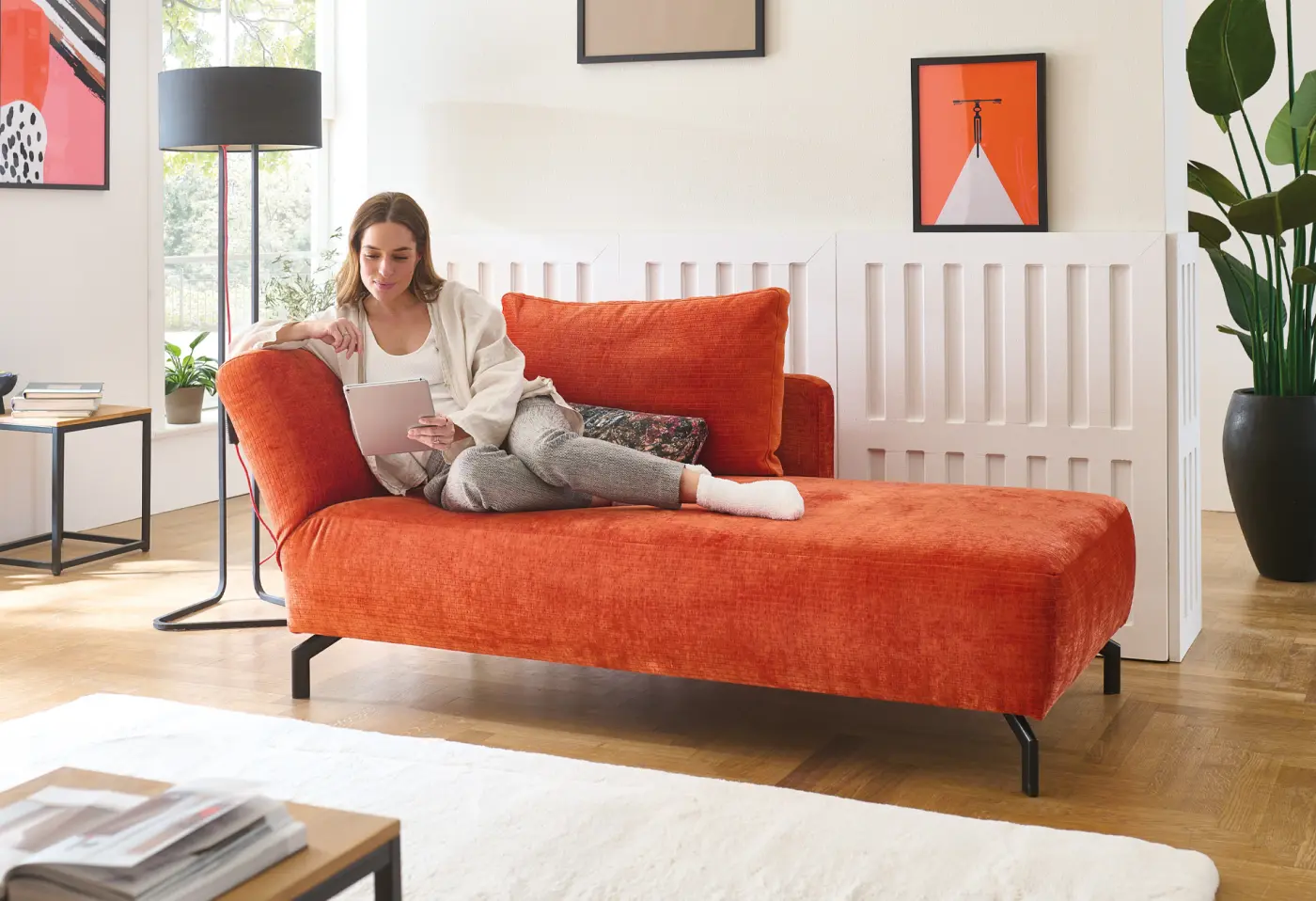 Design-Einzelliege Soulce Stoff Belinda aperol ca. 85x205cm