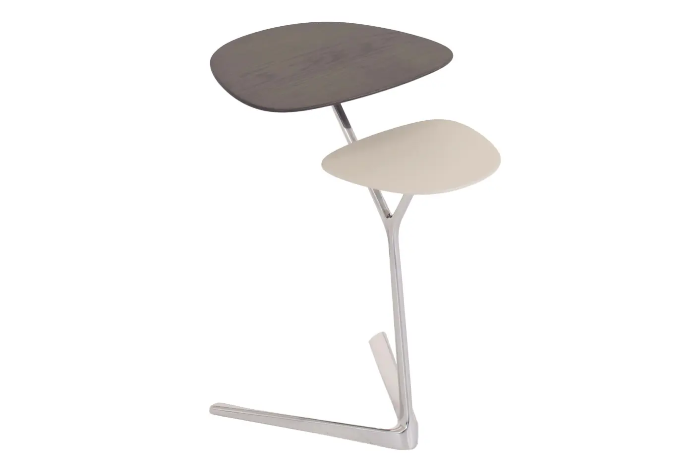 Beistelltisch Portello von Leolux Obere Platte Eiche M4500 Pine Grey matt Untere Platte Lackiert Spruzza 120 Powder ca. 45x53x36cm