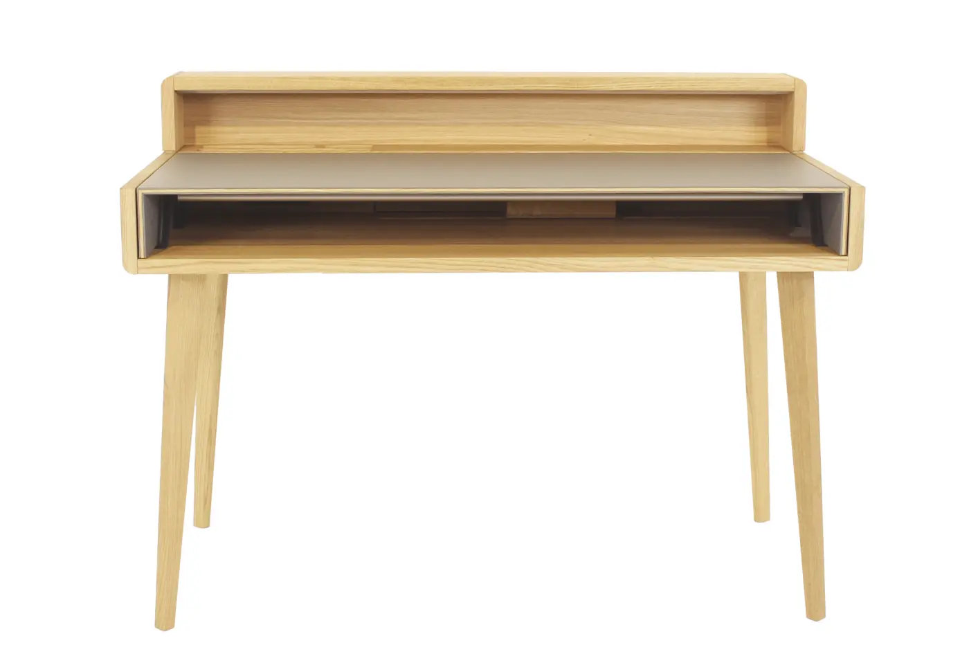 Sekretär 17285.1 L1 Leder 41575 mittelgrau Eiche Naturöl (PG 5)