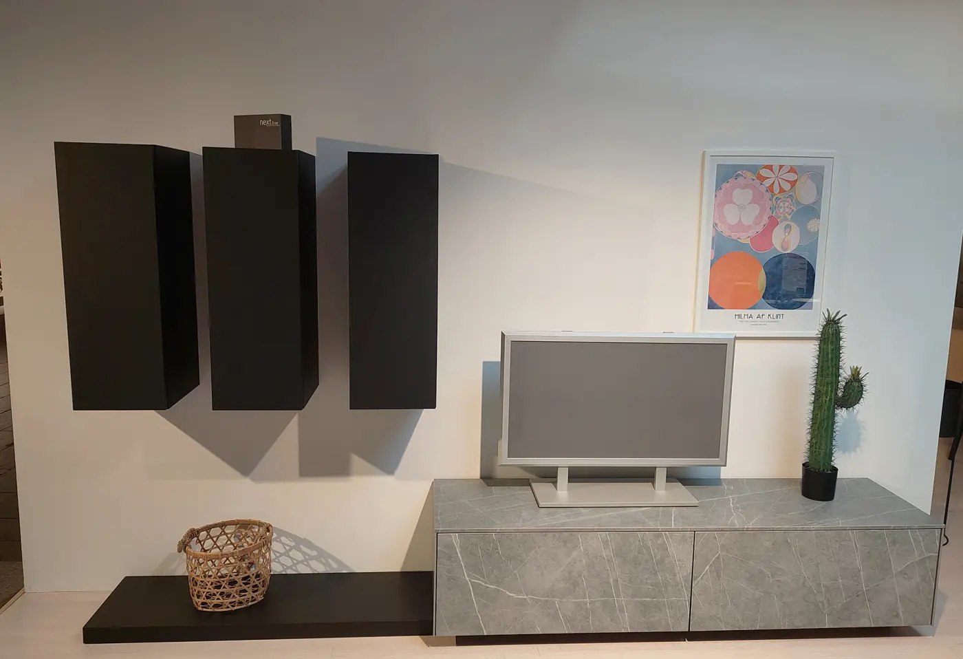 Wohnwand 12117.. Ceramic Marmor grigio NB, Onyxschwarz ca. 302x170x48,5cm