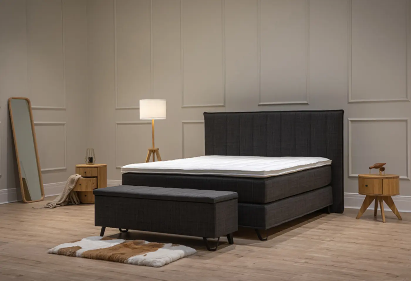 Boxspringbett 23293.3.. Stoff Line 66 graphite ca. 180x200cm