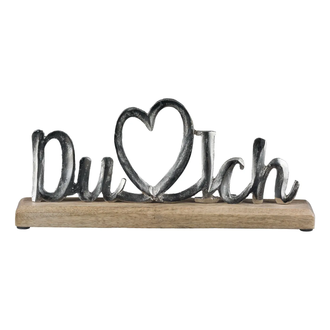 Schriftzug 35,5x18cm Du und Ich, silber silber Mango ca. 35,5x18cm