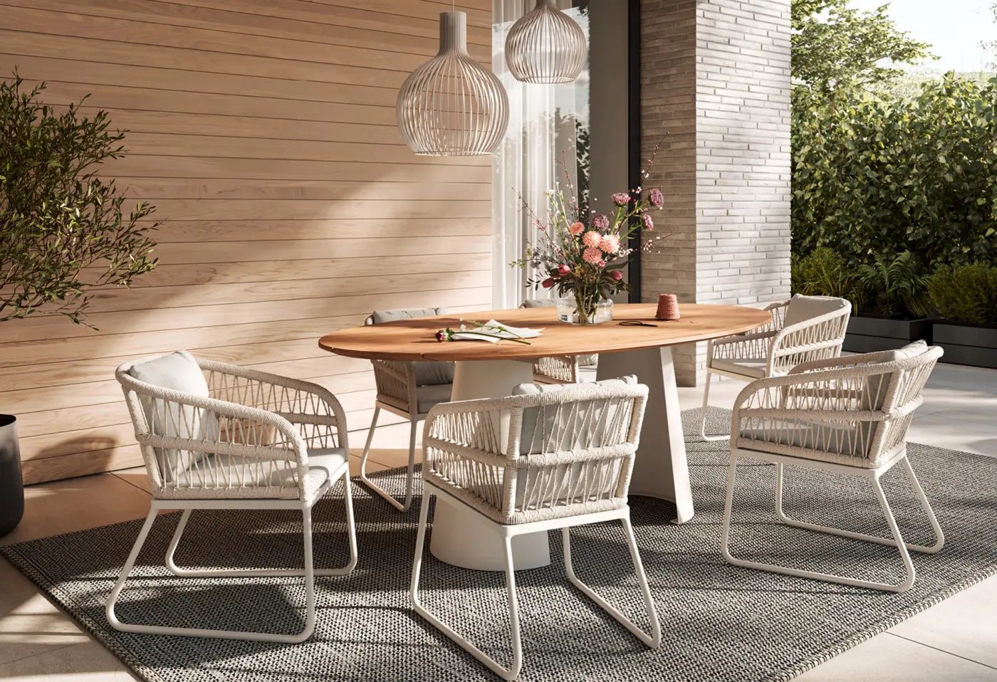 Tisch MR JustB! von Musterring Teak massiv geölt, 4 teilig mit Facette ca. 220x115x76cm