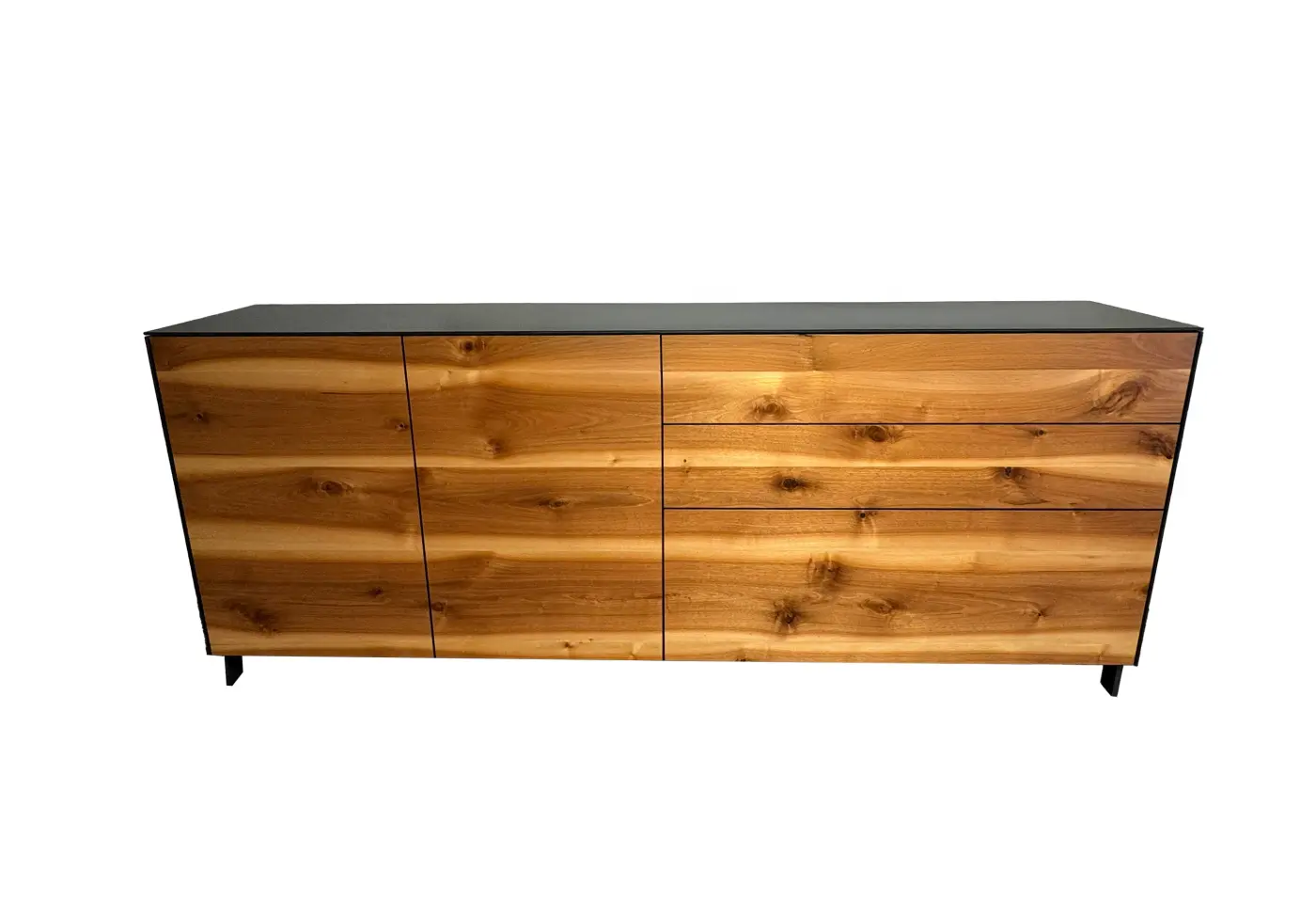 Sideboard 16923.3.. CDF Dekor anthrazit, Designprägefurnier Wildnussbaum edelmatt lackiert ca. 220x80x43cm