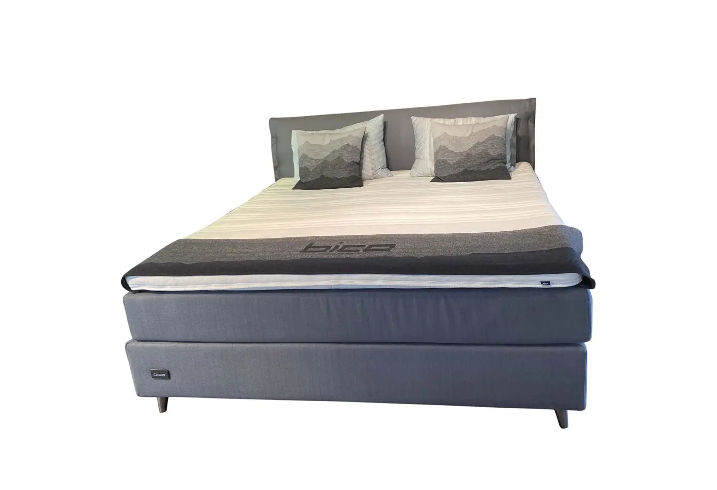 Boxspring-Bett Classic von Bico Stoff Alpbach Rauchblau ca. 180x200x146cm