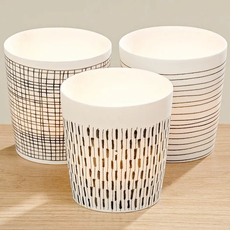 Windlicht 6,5cm weiss/schwarz sort. Weiss, Schwarz sortiert Steingut ca. 6,5cm