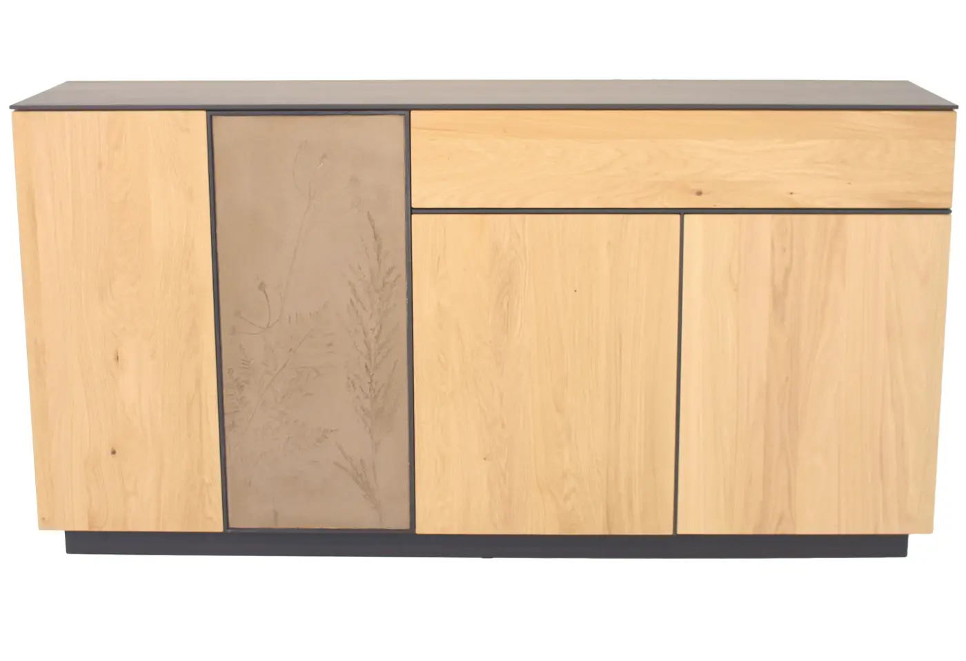 Sideboard 22020.3 Asteiche bianco, geölt Deckblatt in Eiche "schwarzgrau" ca. 169x87x42cm