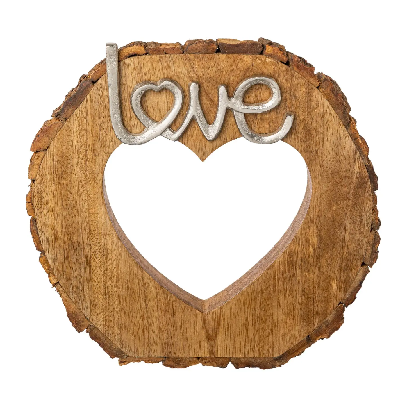 Holz Dekoobjekt m. Herz, Love 30x5cm Natur, Silber Mangoholz ca. 5x30cm