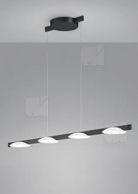 LED-Hängeleuchte 19186 Schwarz matt Aluminium, Glas ca. 125,5x21,5x4cm