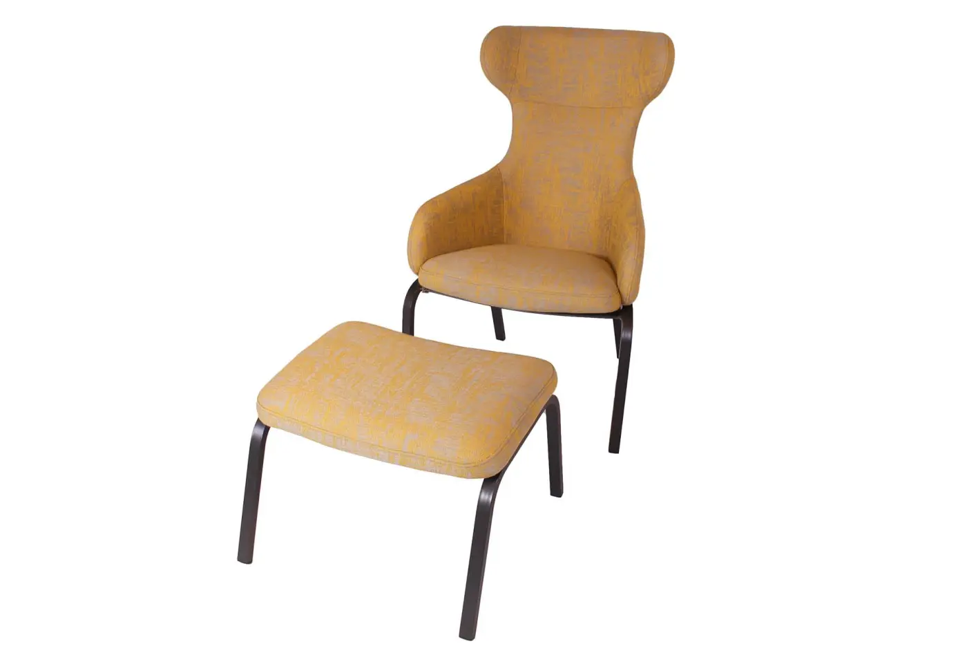 Sessel mit Hocker 22753 Gelb, seidenfrau meliert Outdoorstoff