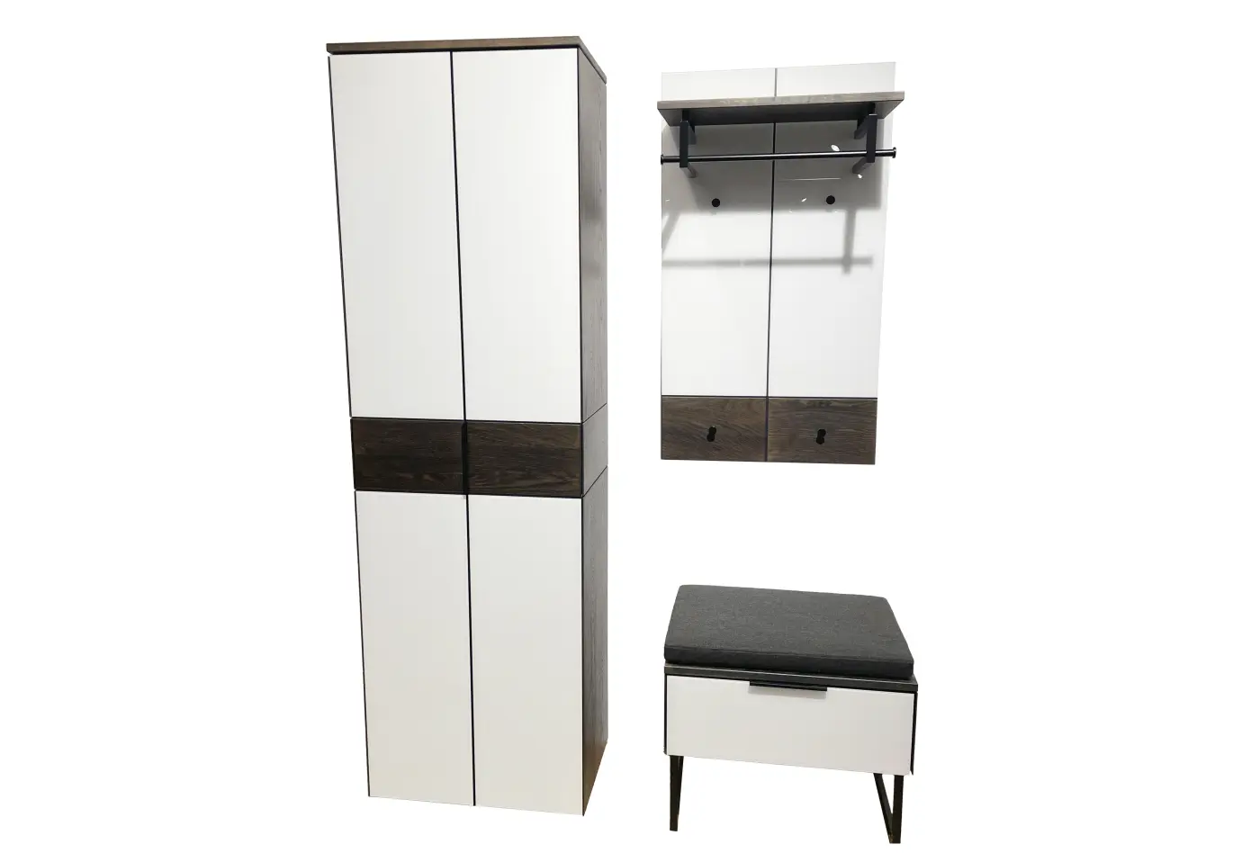 Garderobe 20092 Räuchereiche Glatt, Glas weiss