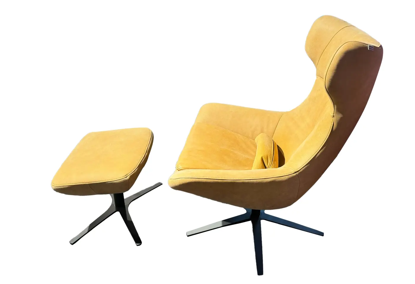 Relaxsessel mit Hocker Cabbio Aurelia kurkuma Leder