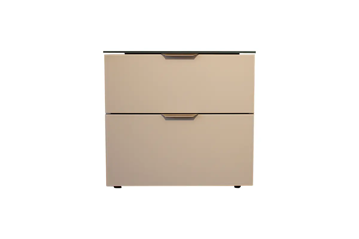 Nachttisch 17159 Premiumweiss, Glas Hellgrau matt ca. 45x42x43cm