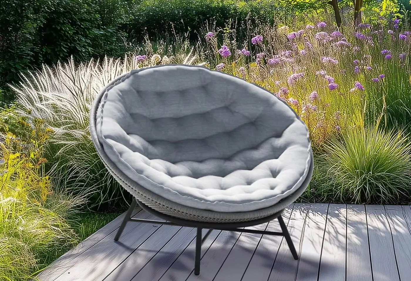 Loungsessel 23321.. Southend light grey 100 % Polypropylen Geflecht Band - Rope ca. 109x95x107cm