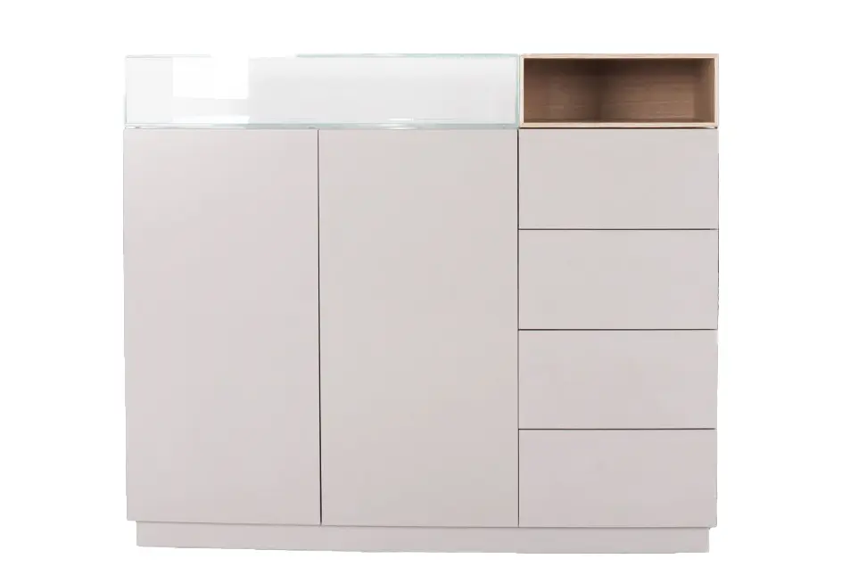 Sideboard 12110 59 Lack, Basisfarbe kieselstein offenes Element: Eiche natur, geölt ca. 80x863x40cm